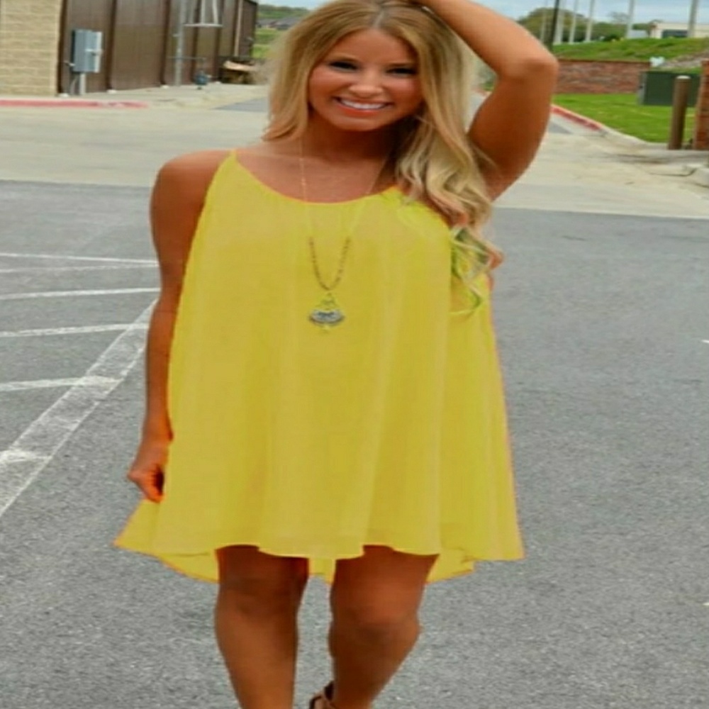 Sun Yellow Chiffon Mini Dress